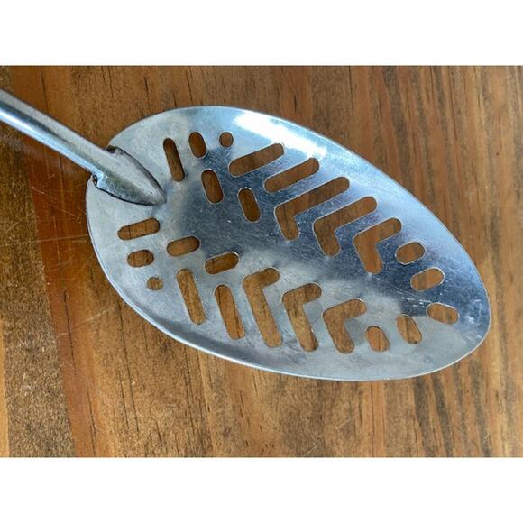 Vintage Stainless Steel Slotted spoon A&J Red and White - Picture 2 of 6